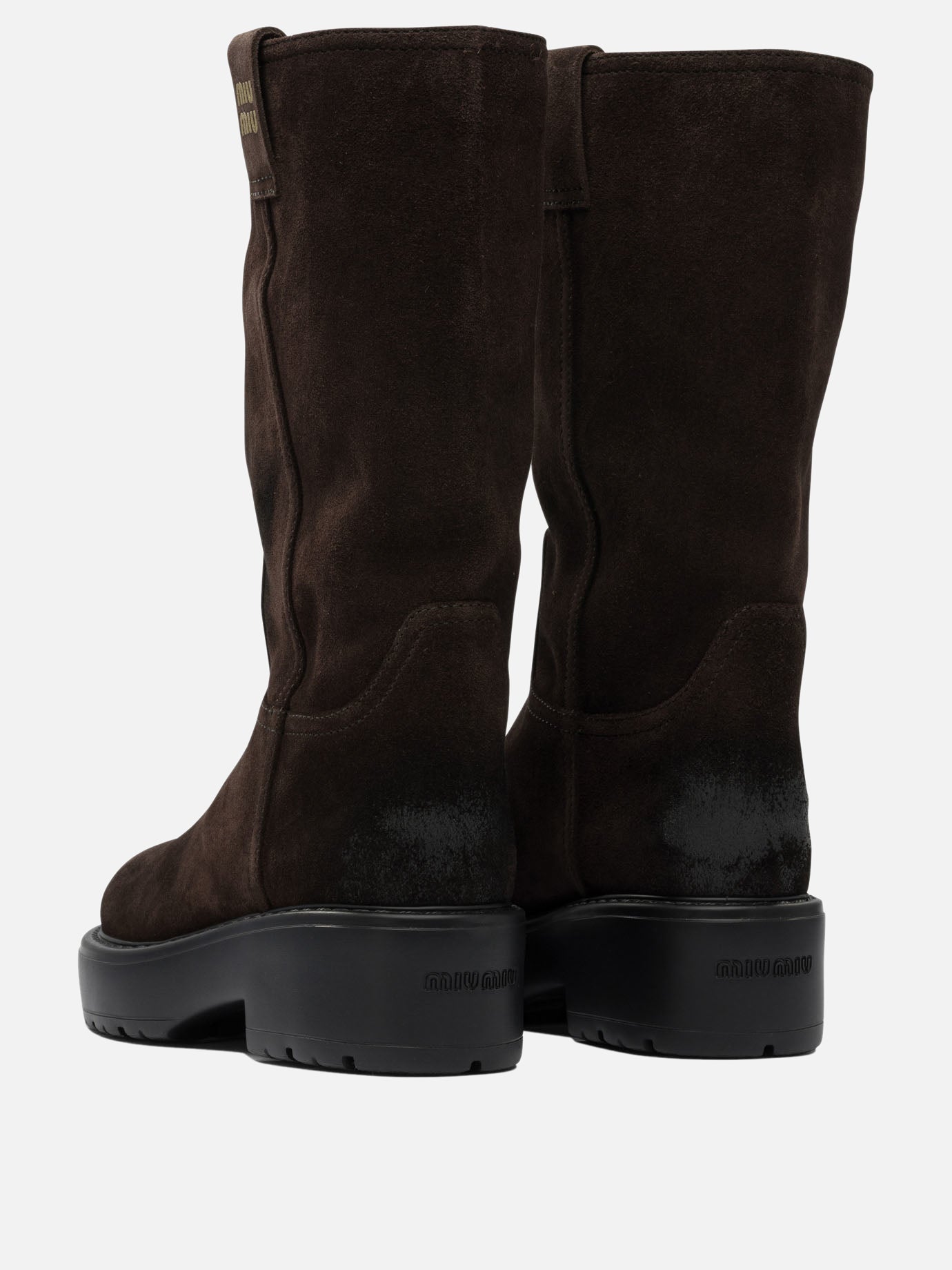 Pull-on boots 100% calf leather - 100% rubber  Brown - Miu Miu Women | PDP | VIETTI Online Store | thumbnail_4