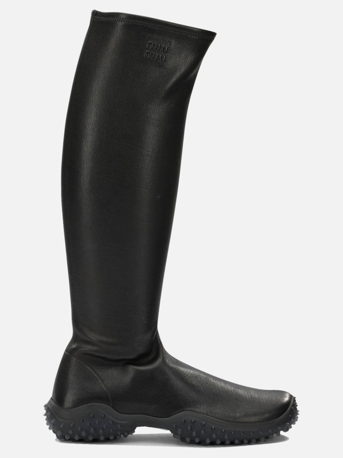 Knee-high 100% lamb leather - 100% rubber  Black - Miu Miu Women | PDP | VIETTI Online Store | thumbnail