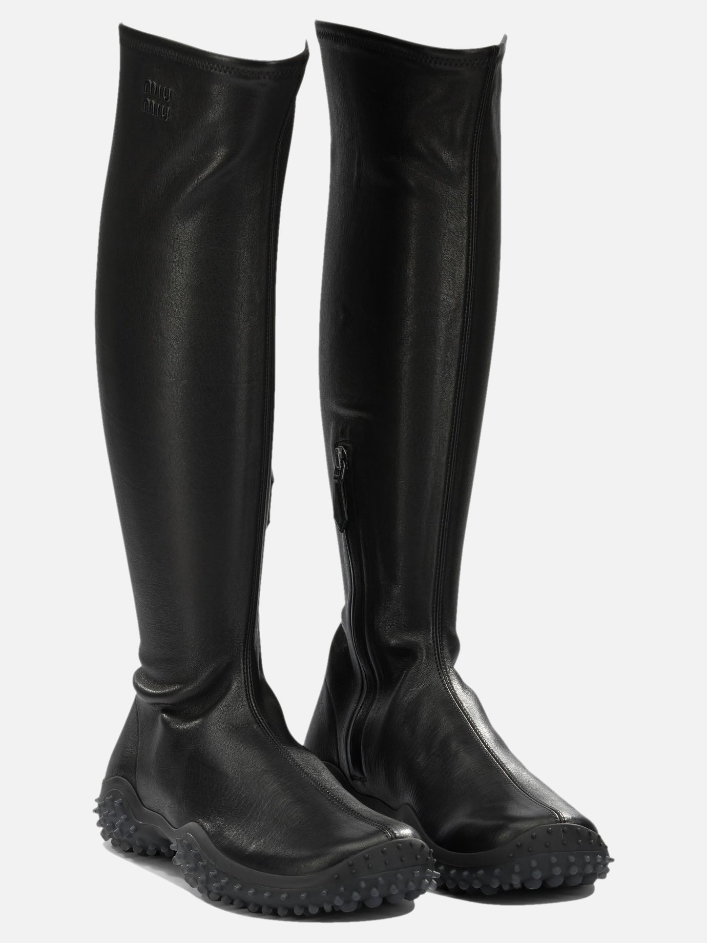 Knee-high 100% lamb leather - 100% rubber  Black - Miu Miu Women | PDP | VIETTI Online Store | Zoom-Modal_2
