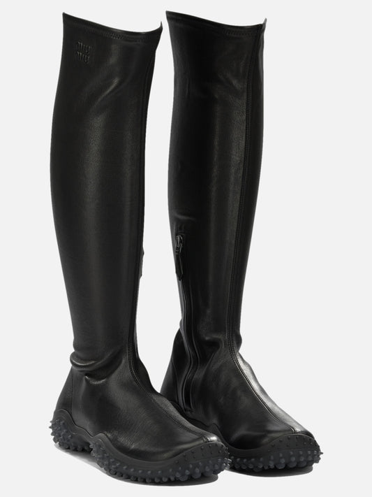 Knee-high 100% lamb leather - 100% rubber  Black - Miu Miu Women | PLP | VIETTI Online Store | 2
