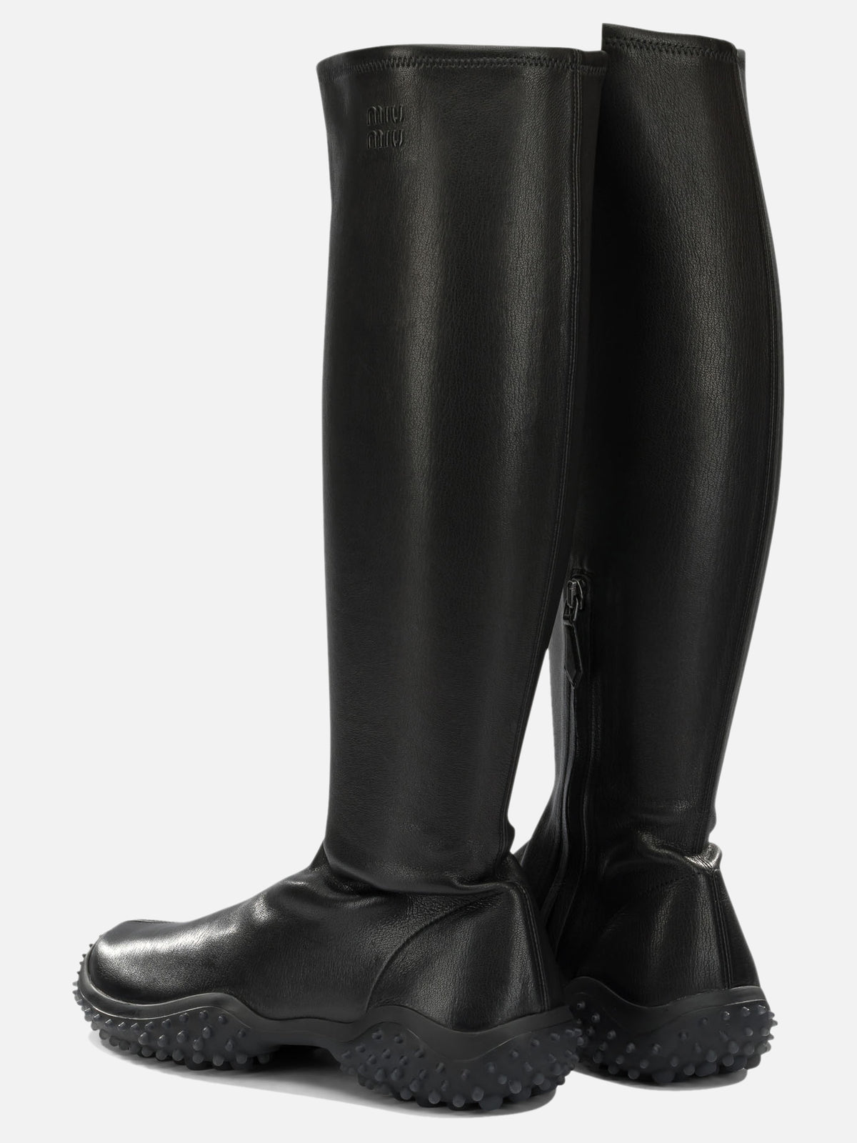 Miu Miu Knee-high stretch leather boots Black - VIETTI