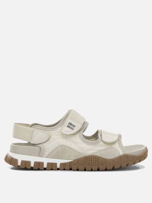 Sandali bassi 100% recycled polyamide - 100% calf leather  Bianco - Miu Miu Donna | PDP | VIETTI Online Store 
