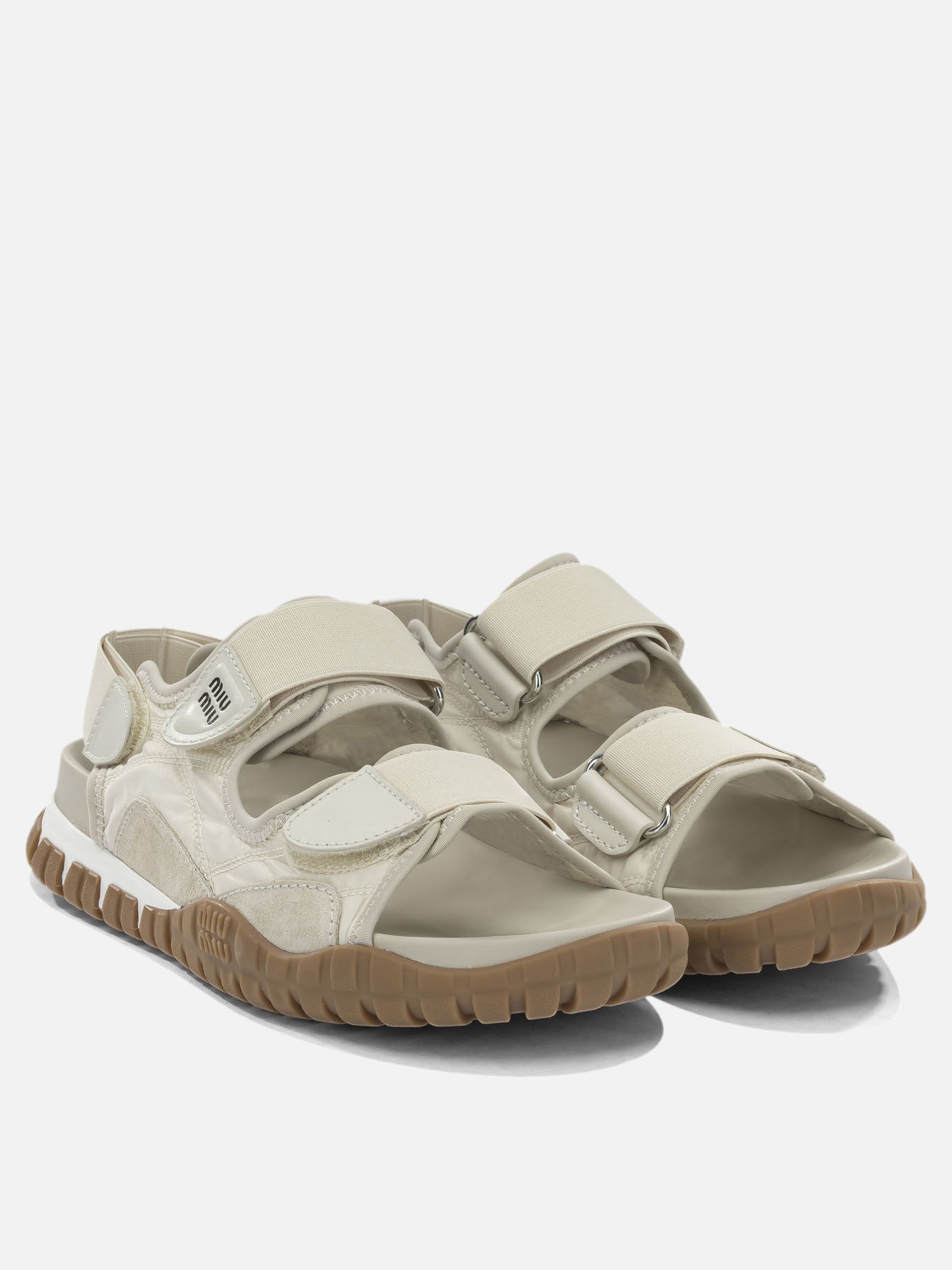 Flat sandals 100% recycled polyamide - 100% calf leather  White - Miu Miu Women | PDP | VIETTI Online Store | Zoom-Modal_2
