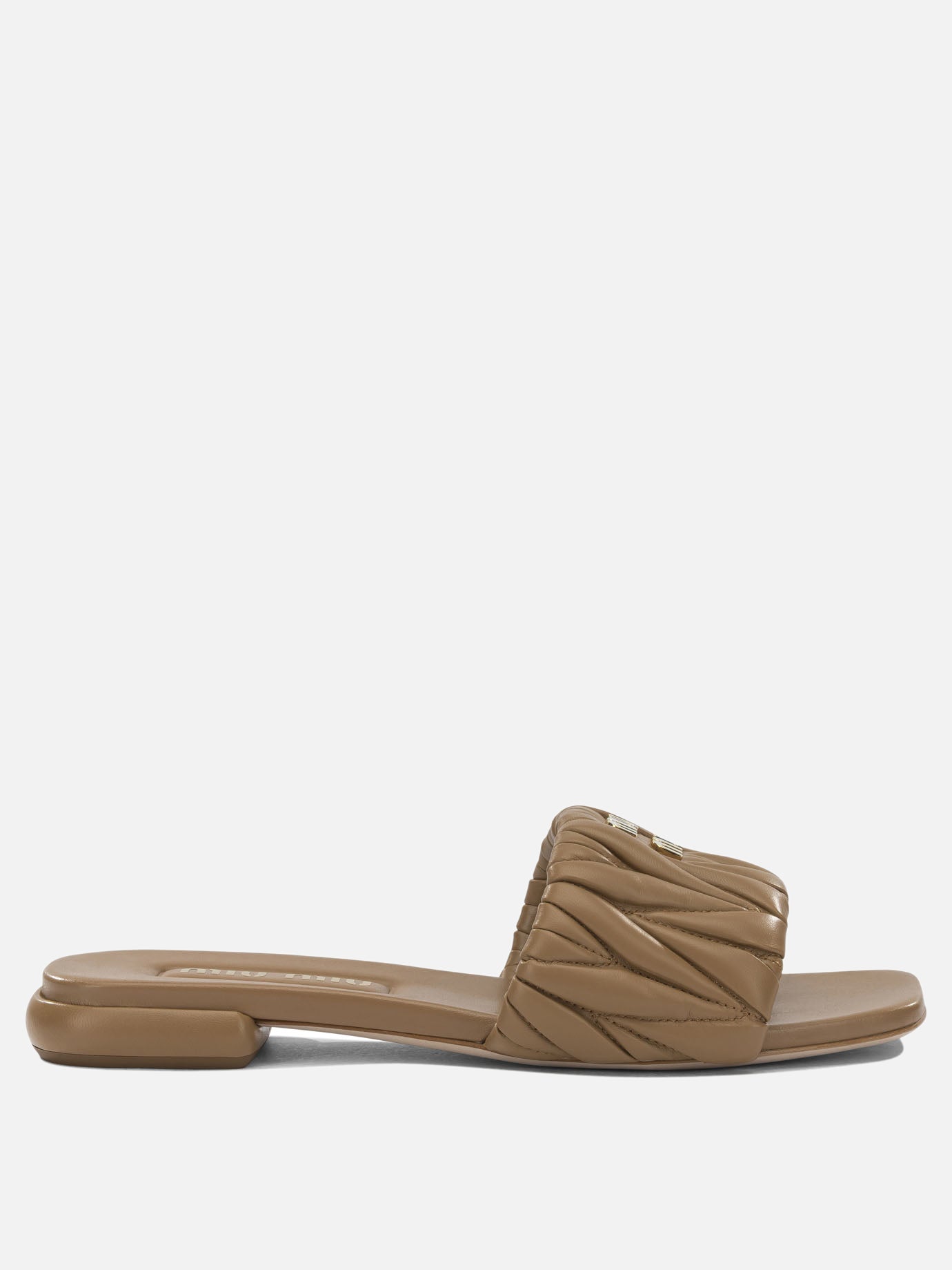 Slides 100 % calf leather  Brown - Miu Miu Women | PDP | VIETTI Online Store | Zoom-Modal
