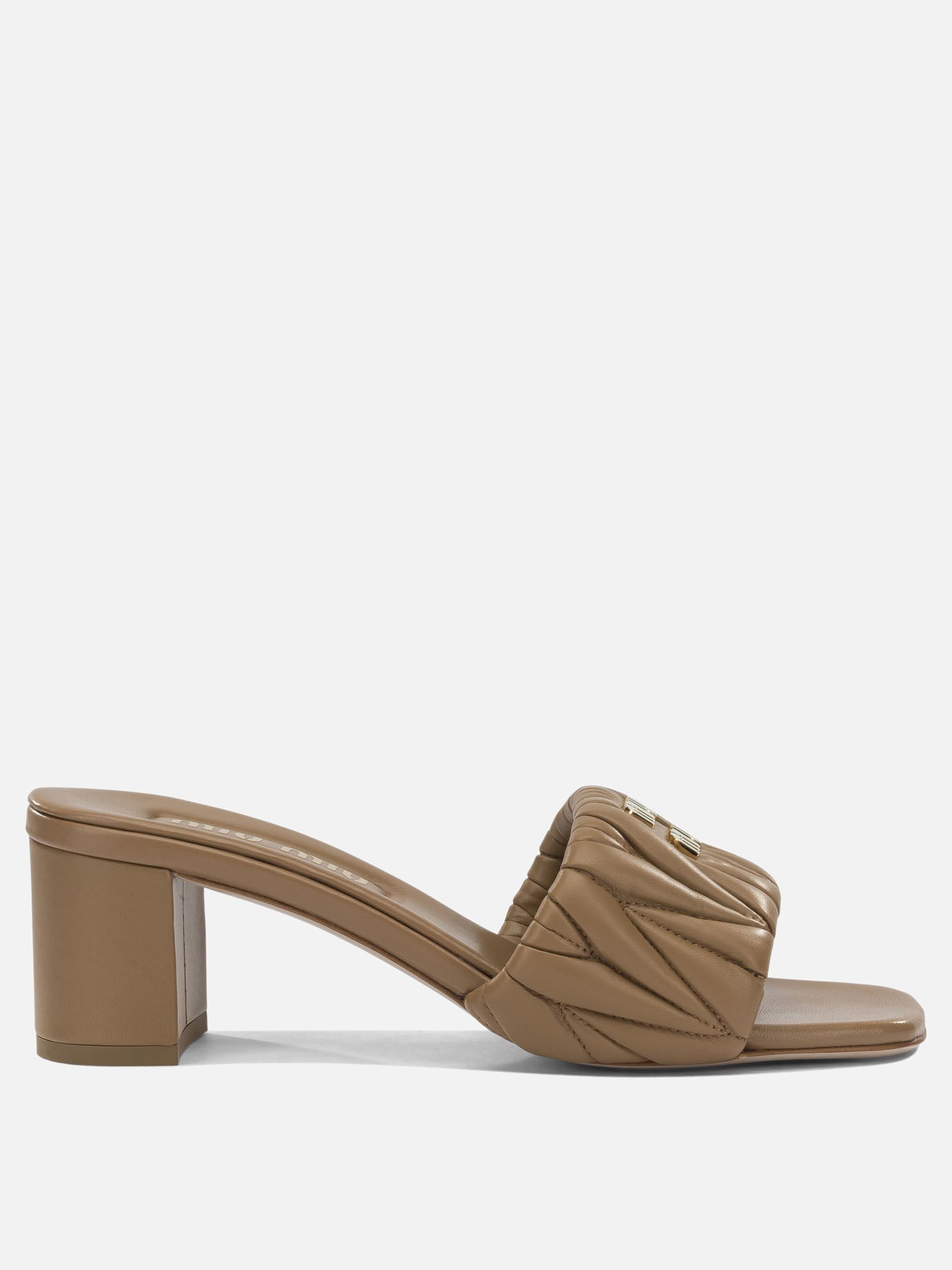 Heeled sandals 100% lamb leather  Brown - Miu Miu Women | PDP | VIETTI Online Store | Zoom-Modal
