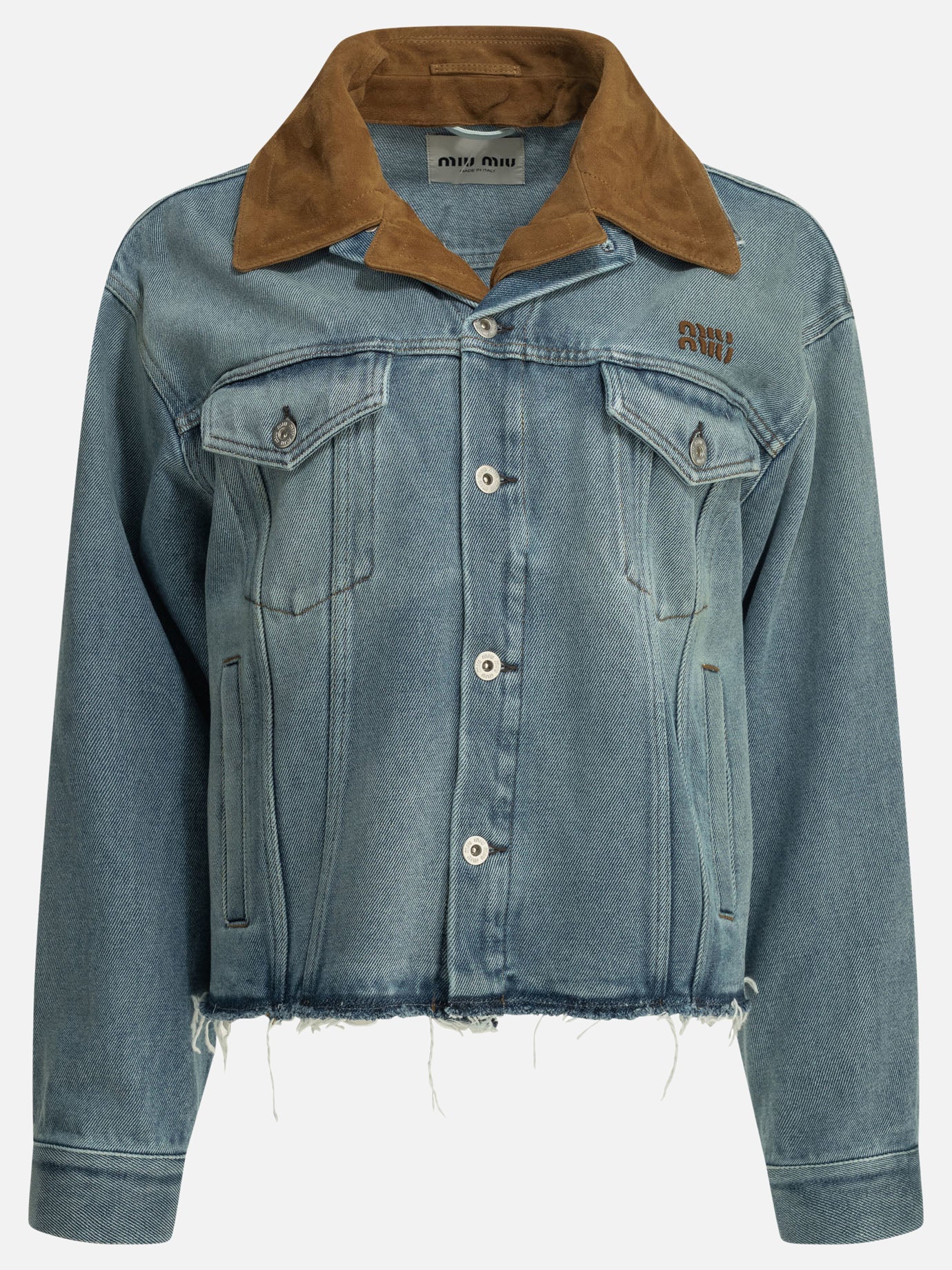 Denim jackets Logo  Light blue - Miu Miu Women | PDP | VIETTI Online Store | thumbnail