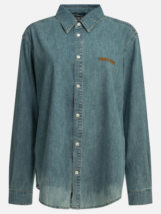 Camicie casual Logo  Azzurro - Miu Miu Donna | PLP | VIETTI Online Store 

