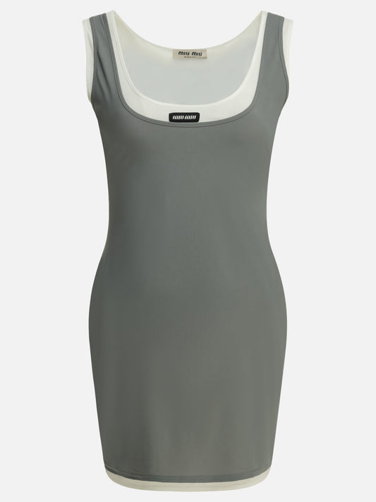 Mini dresses Logo  Grey - Miu Miu Women | VIETTI Online Store 
