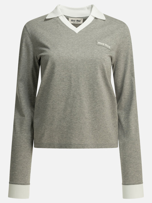 Polo shirts without buttons Logo  Grey - Miu Miu Women | PLP | VIETTI Online Store 
