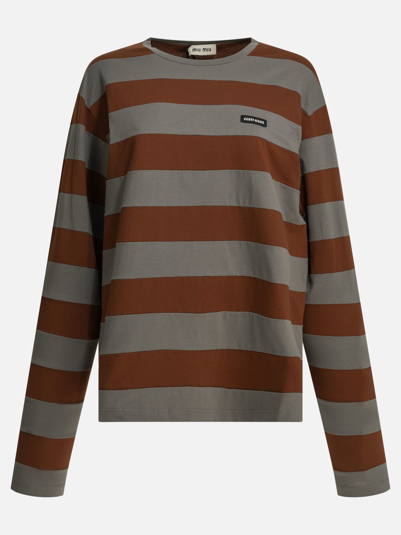 T-shirt girocollo Logo  Grigio - Miu Miu Donna | PDP | VIETTI Online Store | thumbnail