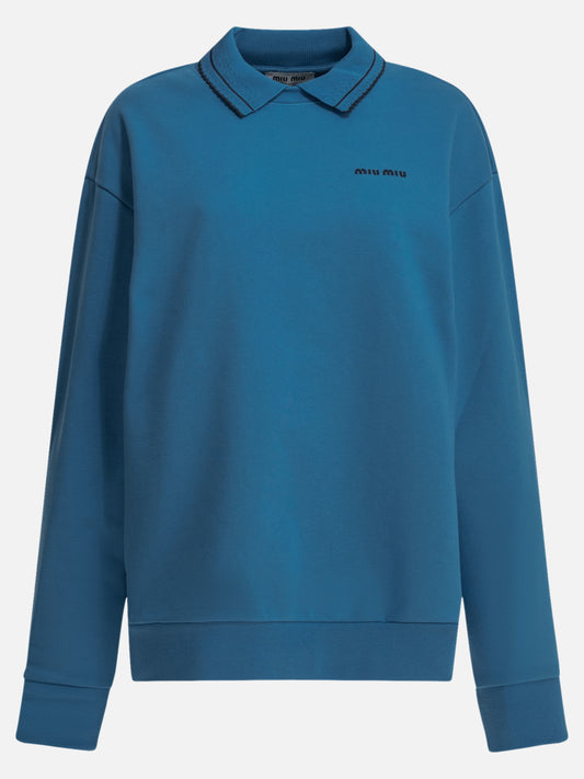 Polo neck sweatshirts Logo  Blue - Miu Miu Women | PLP | VIETTI Online Store 
