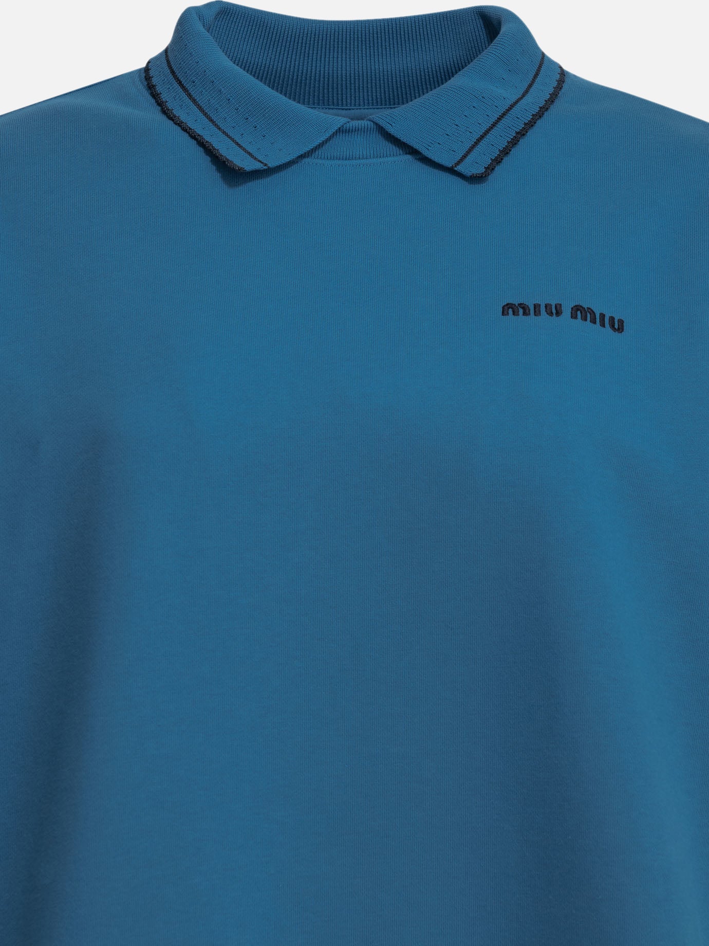Miu Miu Sweatshirt with polo collar and logo MJLA65 Blue - Women