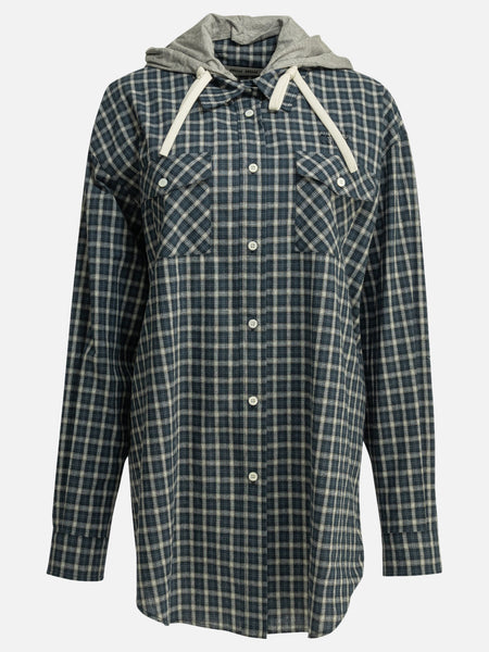 Miu Miu Casual hooded shirt MK2051 Blue - Women | VIETTI Shop