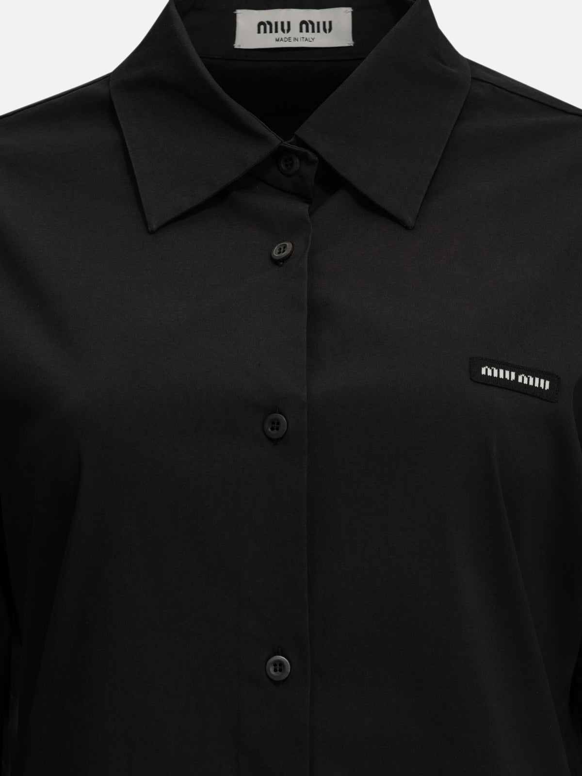 Miu Miu Casual stretch shirt with logo Black - VIETTI