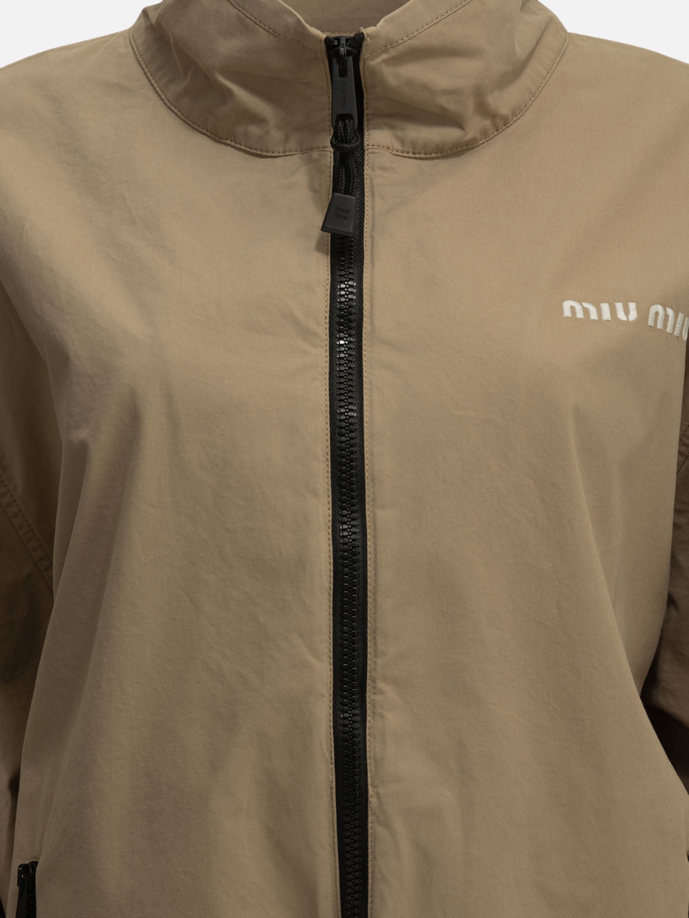 Quilted & Utility Jackets Logo  Beige - Miu Miu Women | PDP | VIETTI Online Store | Zoom-Modal_3

