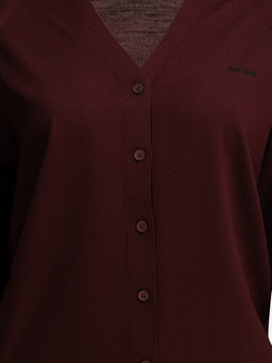 Miu Miu Virgin wool cardigan Bordeaux

