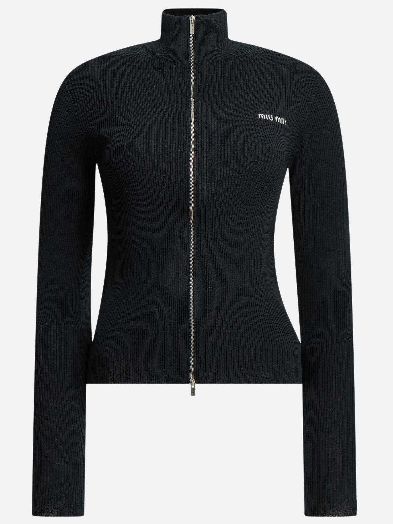 Maglioni con zip Logo  Blu - Miu Miu Donna | PDP | VIETTI Online Store | thumbnail