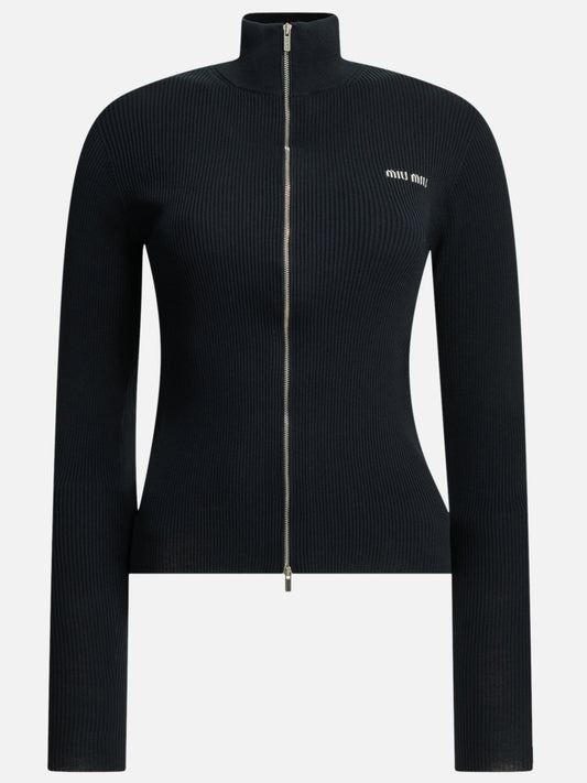 Zipped sweaters Logo  Blue - Miu Miu Women | PDP | VIETTI Online Store 
