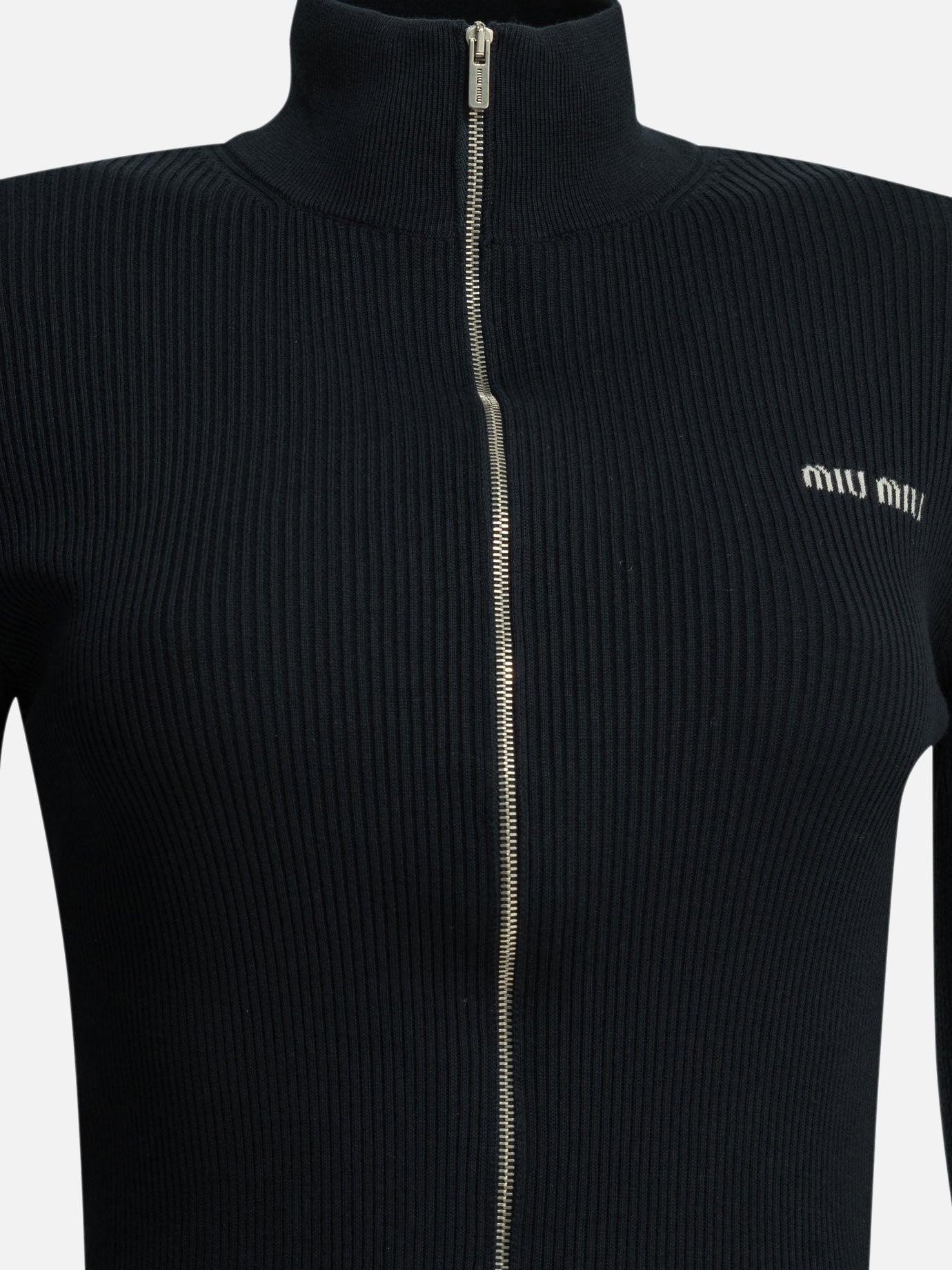 Maglioni con zip Logo  Blu - Miu Miu Donna | PDP | VIETTI Online Store | thumbnail_3
