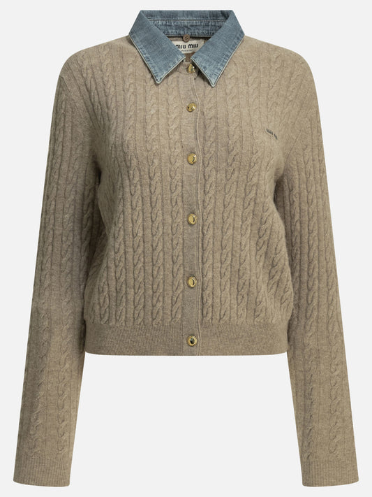 Maglioni polo Logo  Beige - Miu Miu Donna | PDP | VIETTI Online Store 
