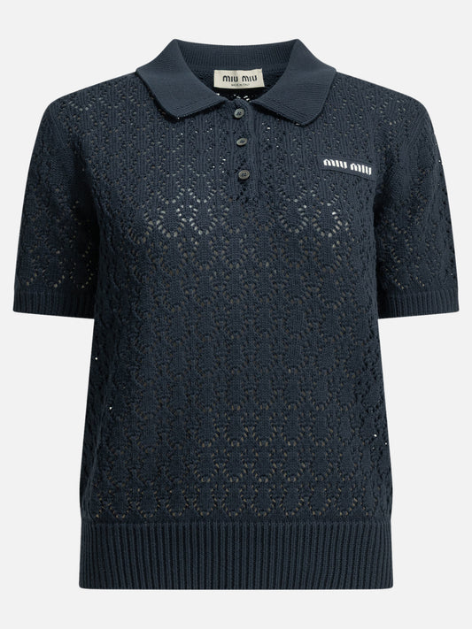 Polo shirts with buttons Logo  Blue - Miu Miu Women | PLP | VIETTI Online Store 

