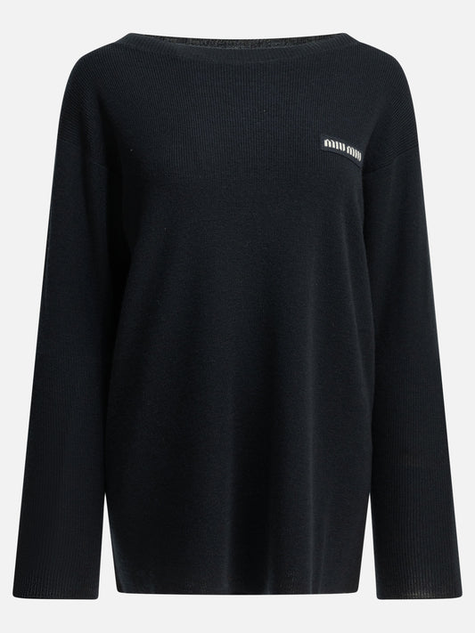 Maglioni a barchetta Logo  Blu - Miu Miu Donna | PDP | VIETTI Online Store 
