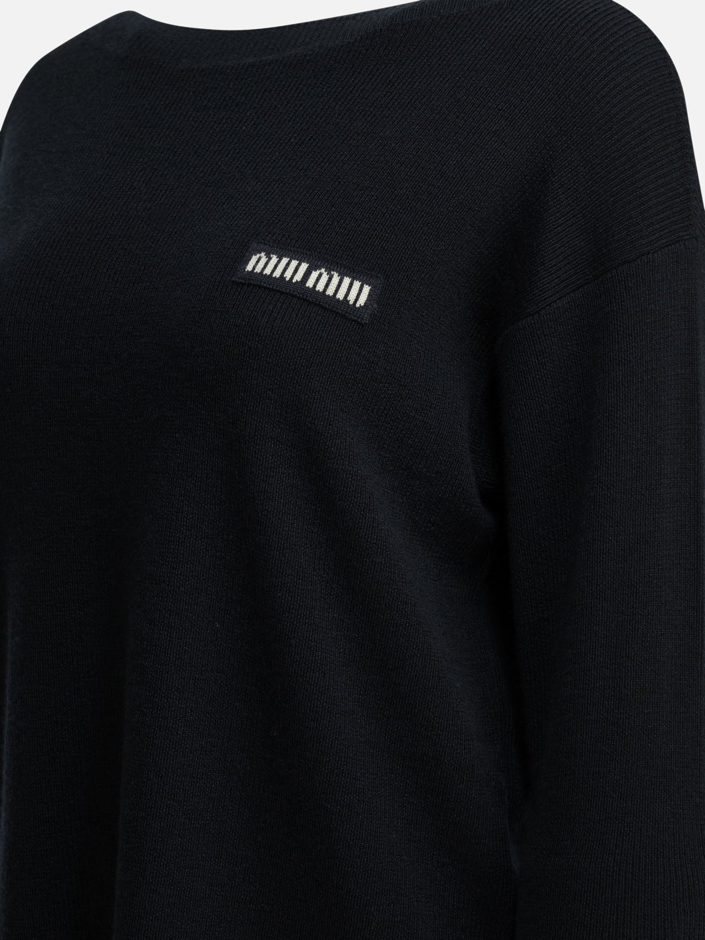 Miu Miu Logo boat sweater Blue - Women | VIETTI Online Store