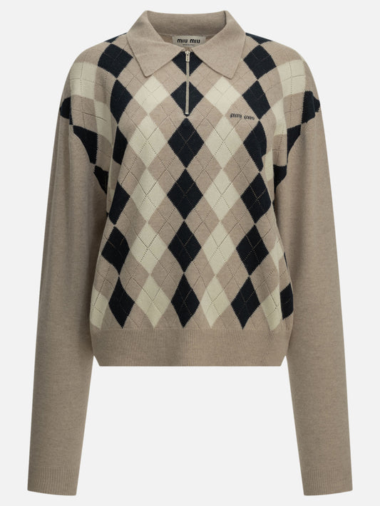 Miu Miu Cashmere polo sweater Beige


