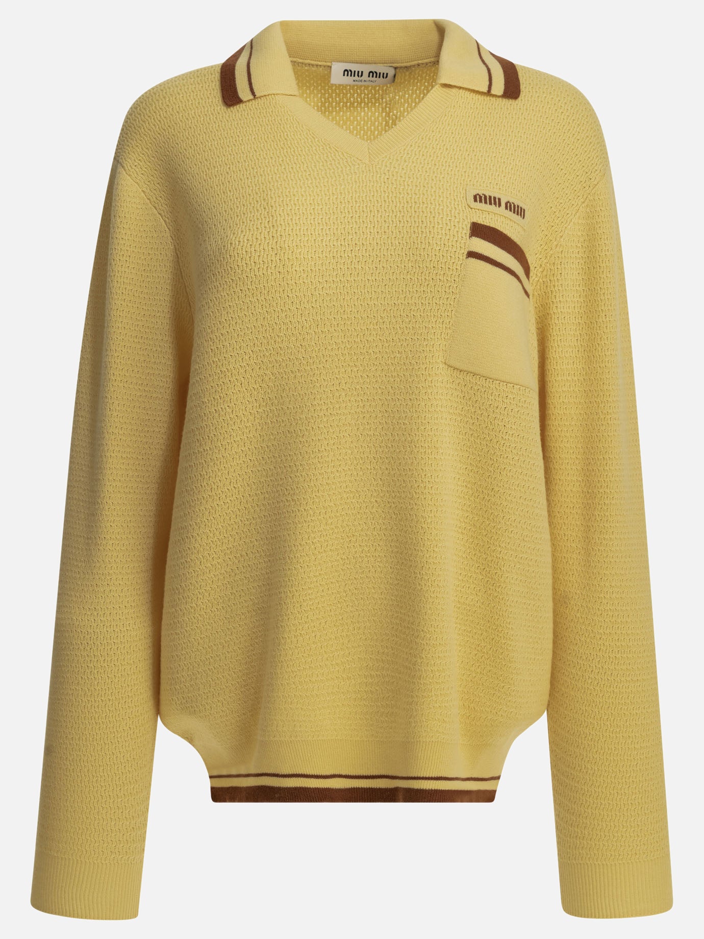 Polo sweater Logo  Yellow - Miu Miu Women | PDP | VIETTI Online Store | Zoom-Modal
