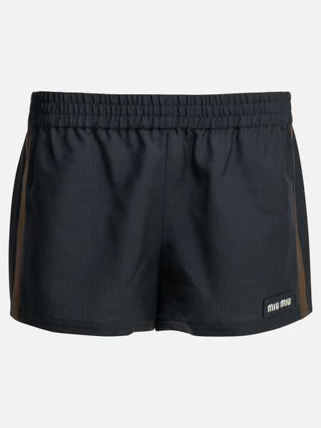 Miu Miu Formal shorts in kid mohair Blue - Women | VIETTI Online Store