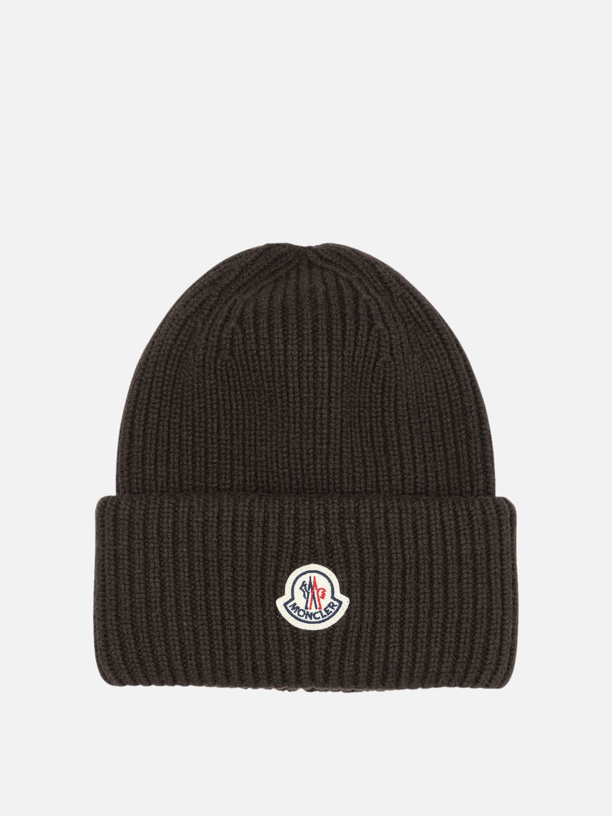 Moncler Wool and cashmere beanie with logo Brown

