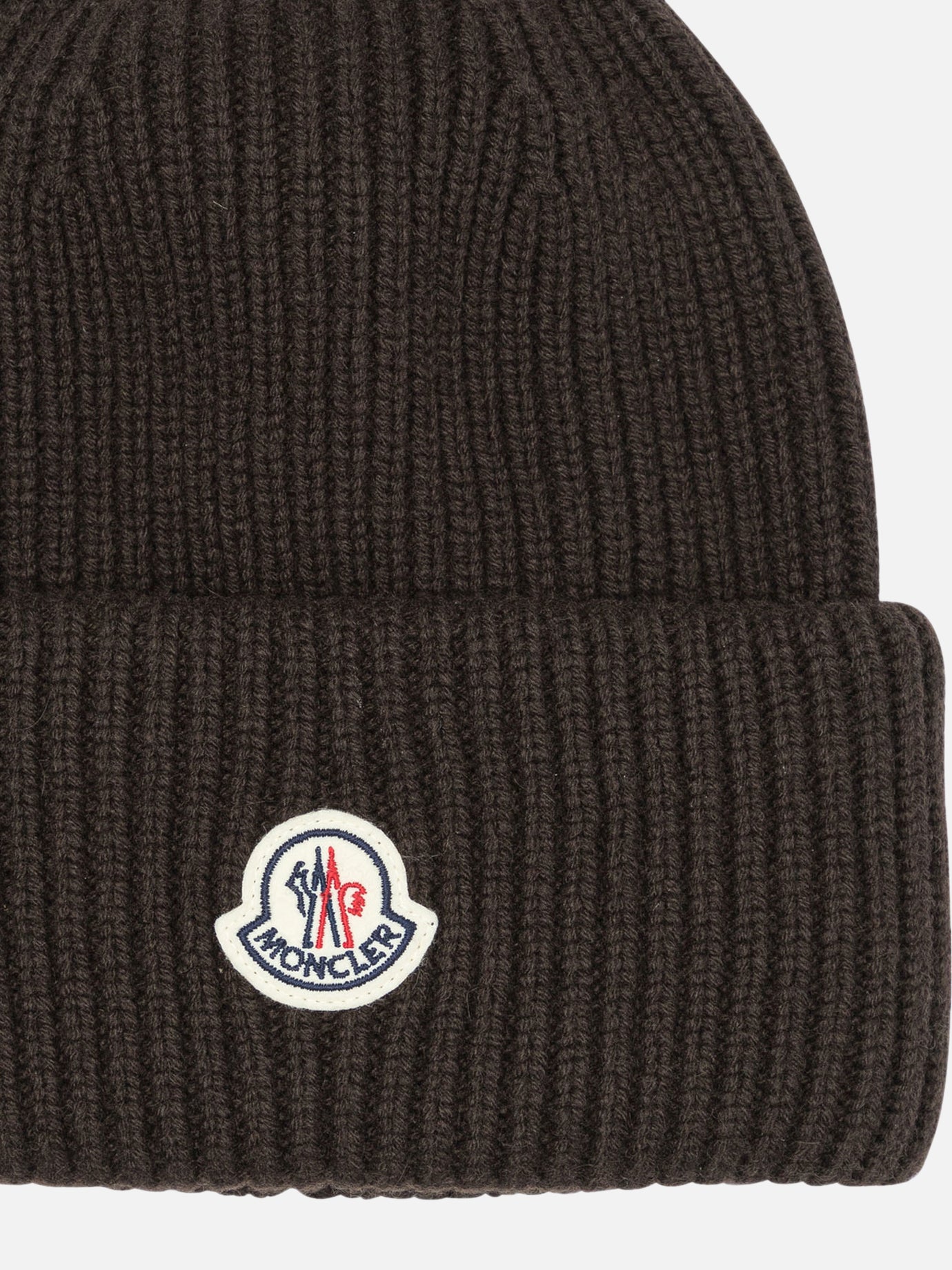 Moncler Wool and cashmere beanie with logo Brown

