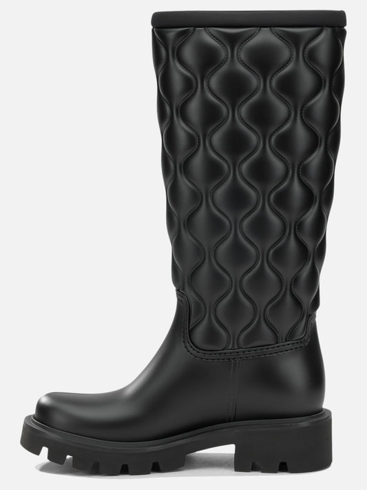 Moncler "Kickstream Quilt" Rain Boots Black

