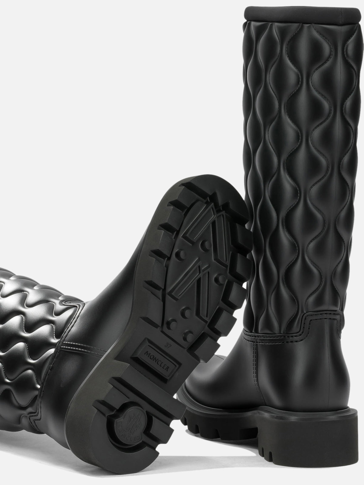 Moncler "Kickstream Quilt" Rain Boots Black