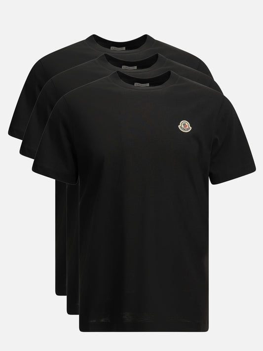 Moncler Crewneck T-shirts with logo (set of three) Black

