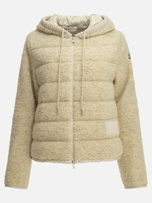 Moncler Teddy-fabric zip-up hoodie White

