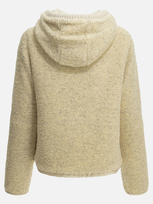 Moncler Teddy-fabric zip-up hoodie White

