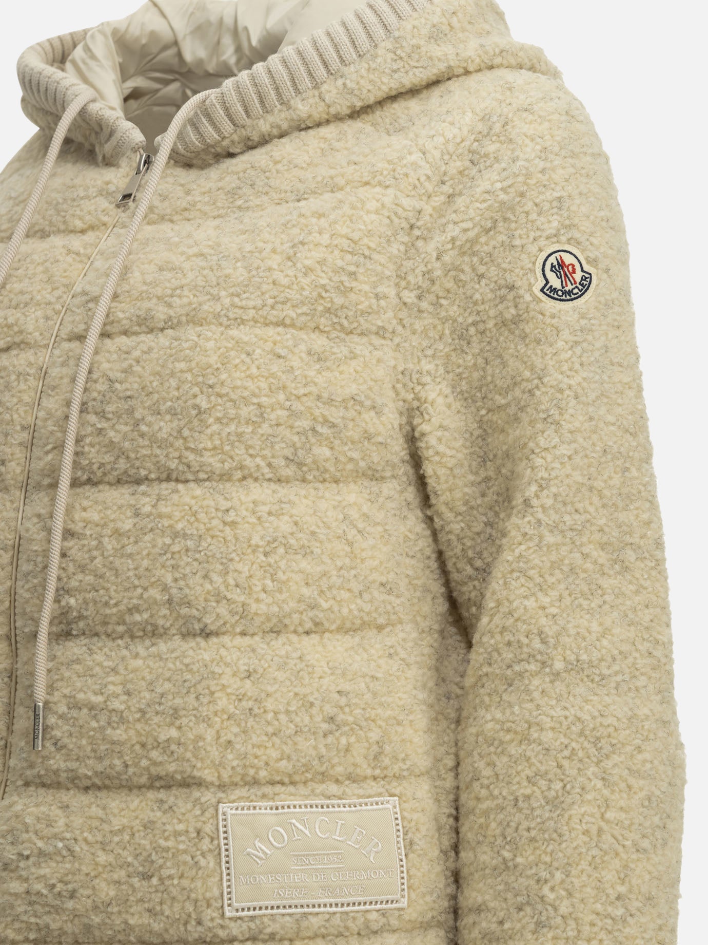 Moncler Teddy-fabric zip-up hoodie White - VIETTI
