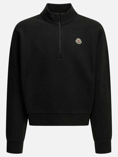 Moncler Half-Zip Sweatshirt with Logo 8G00059- Black - Men