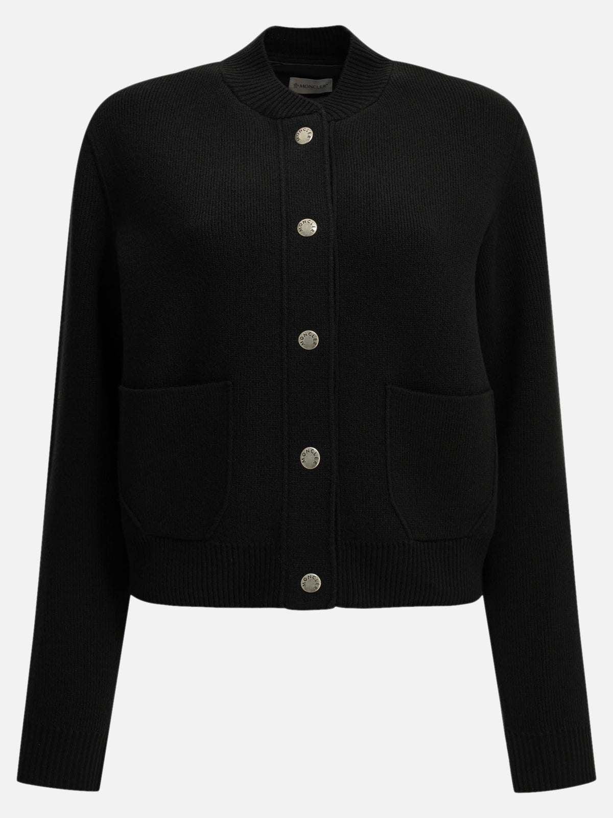 Moncler Wool Cardigan with Logo Black - VIETTI