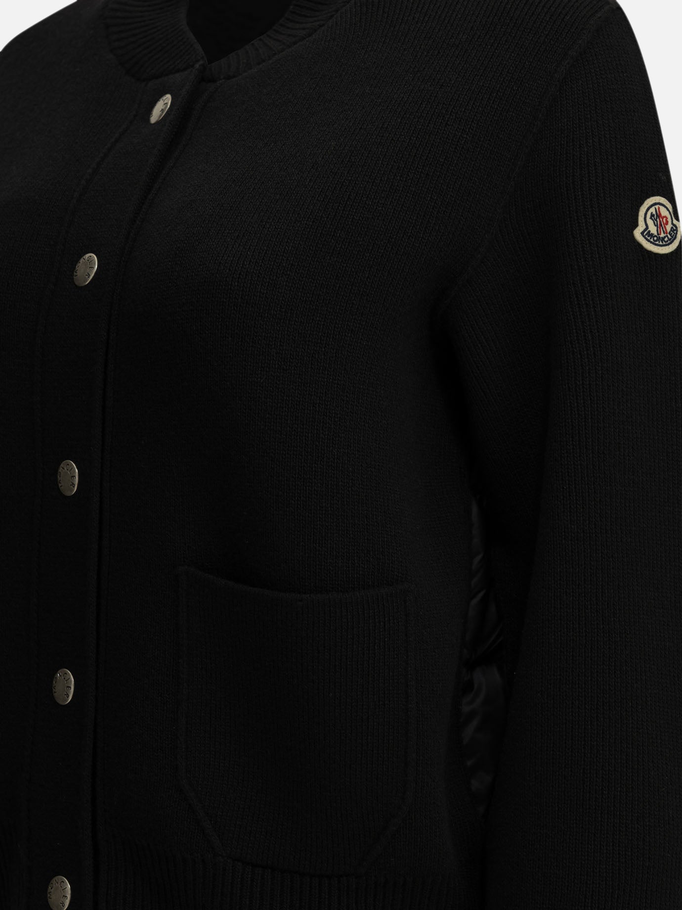 Moncler Wool Cardigan with Logo Black - VIETTI