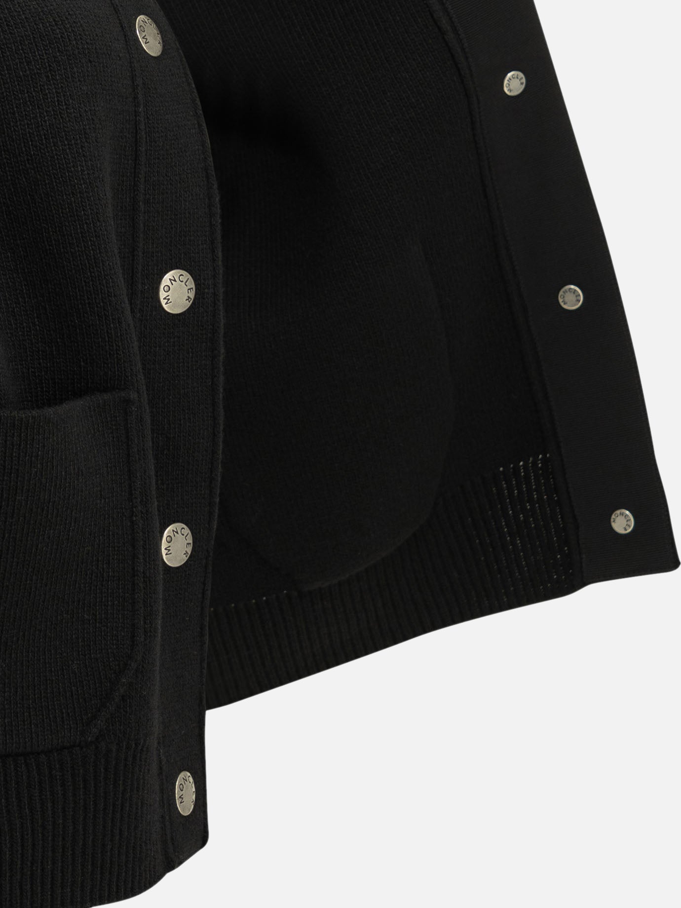 Moncler Wool Cardigan with Logo Black - VIETTI