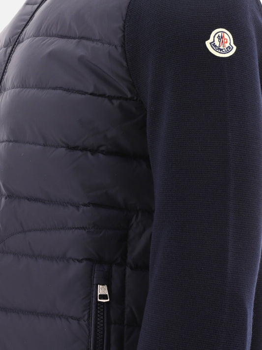 Moncler Padded cardigan made of a wool blend Blue

