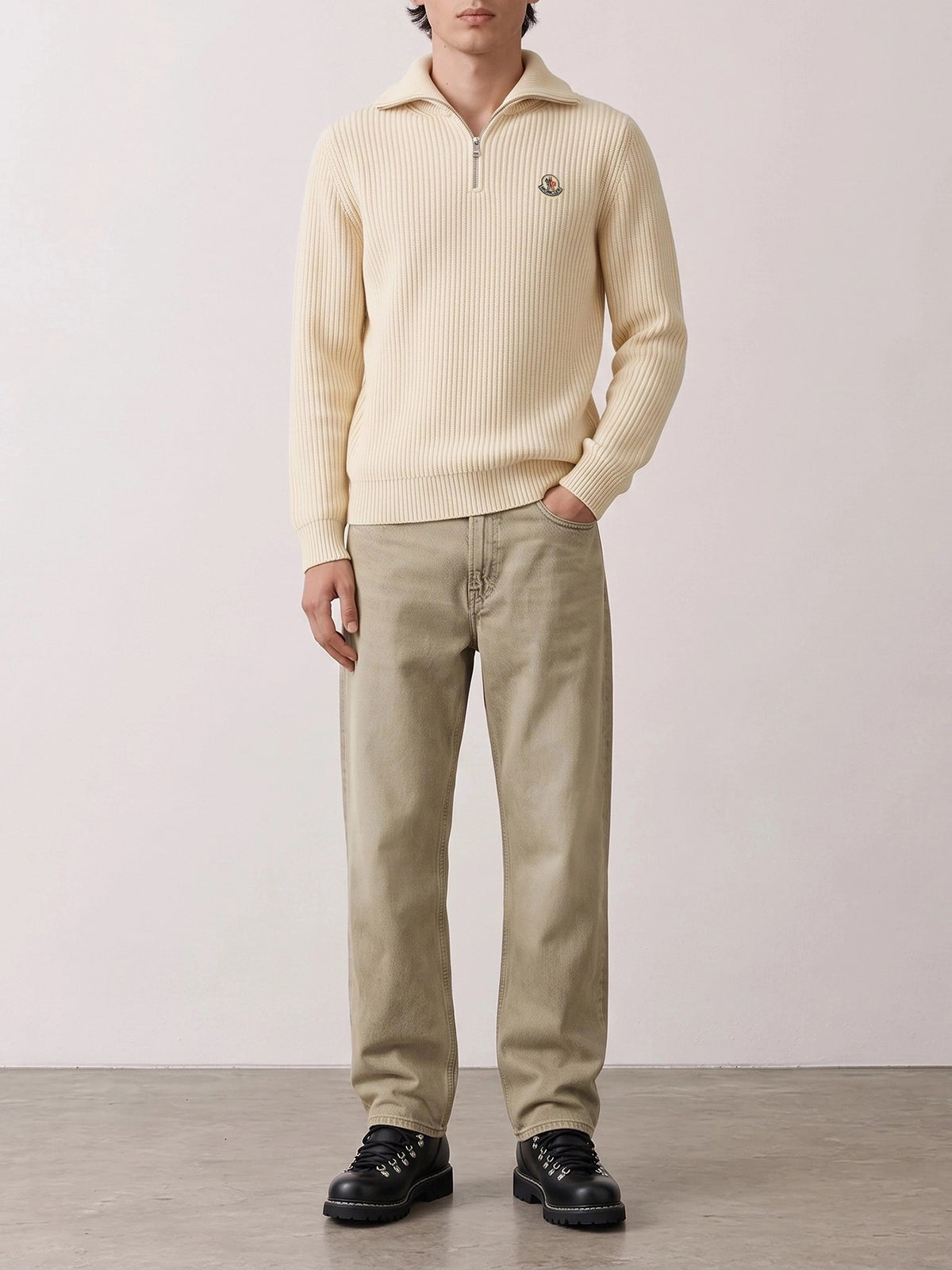 Moncler "Ciclista Tricot" Half-Sleeve Sweater White - VIETTI