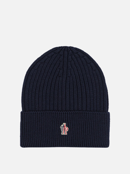 Moncler Grenoble Wool beanie with logo Blue


