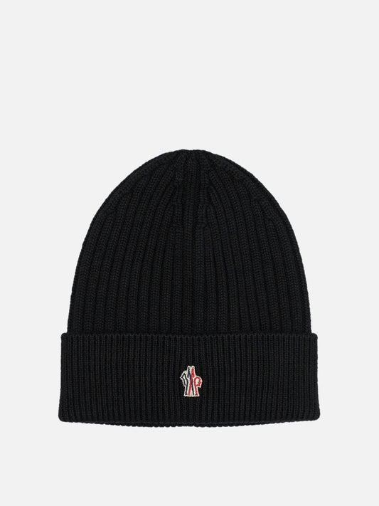 Moncler Grenoble Wool beanie with logo Black

