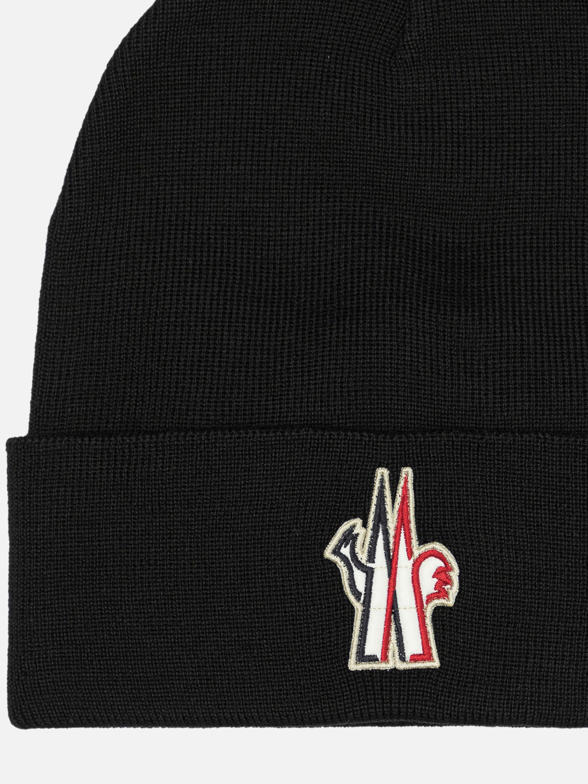 Moncler Grenoble Wool beanie with logo Black

