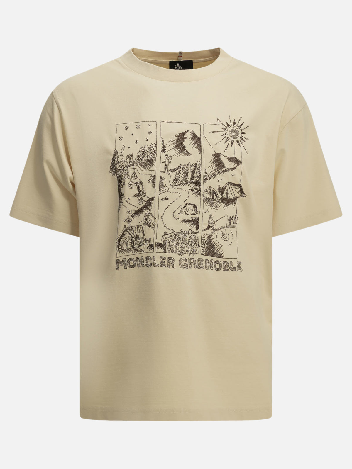 Moncler Grenoble "Mountain Landscape" Crew-Neck T-Shirt Beige

