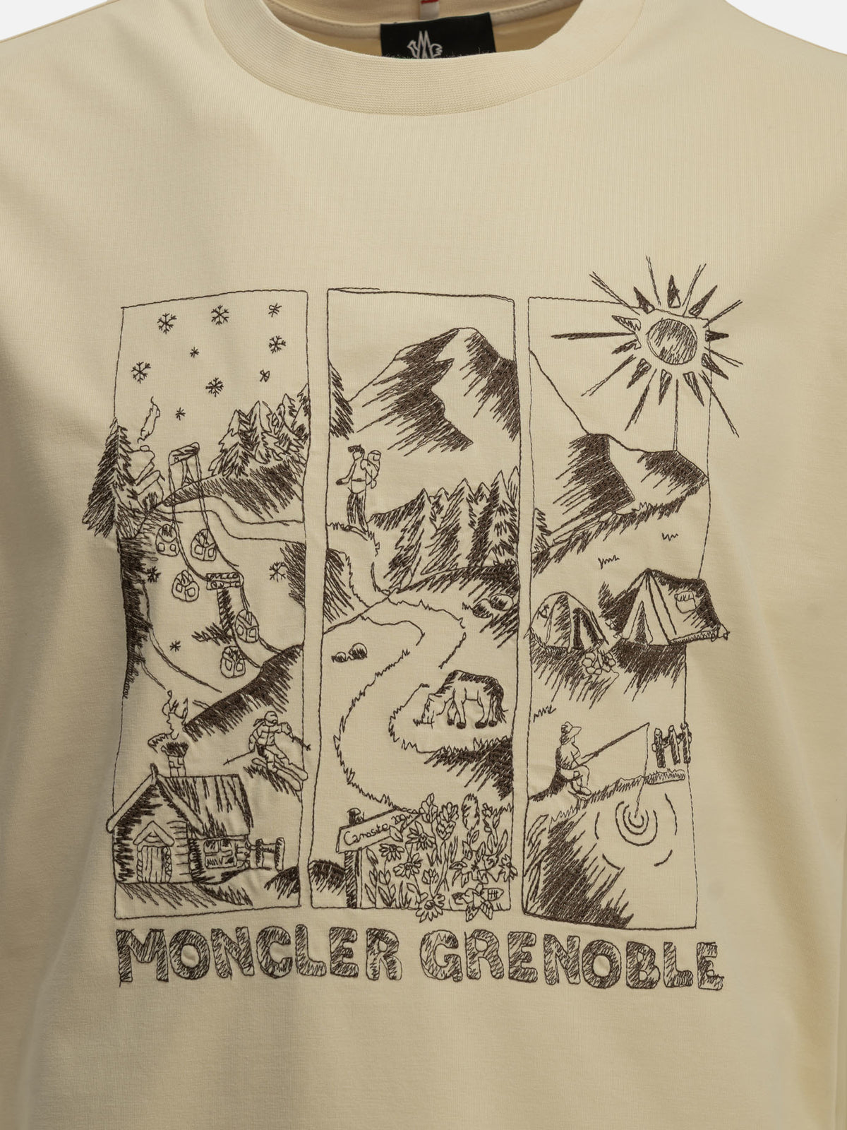 Moncler Grenoble "Mountain Landscape" Crew-Neck T-Shirt Beige

