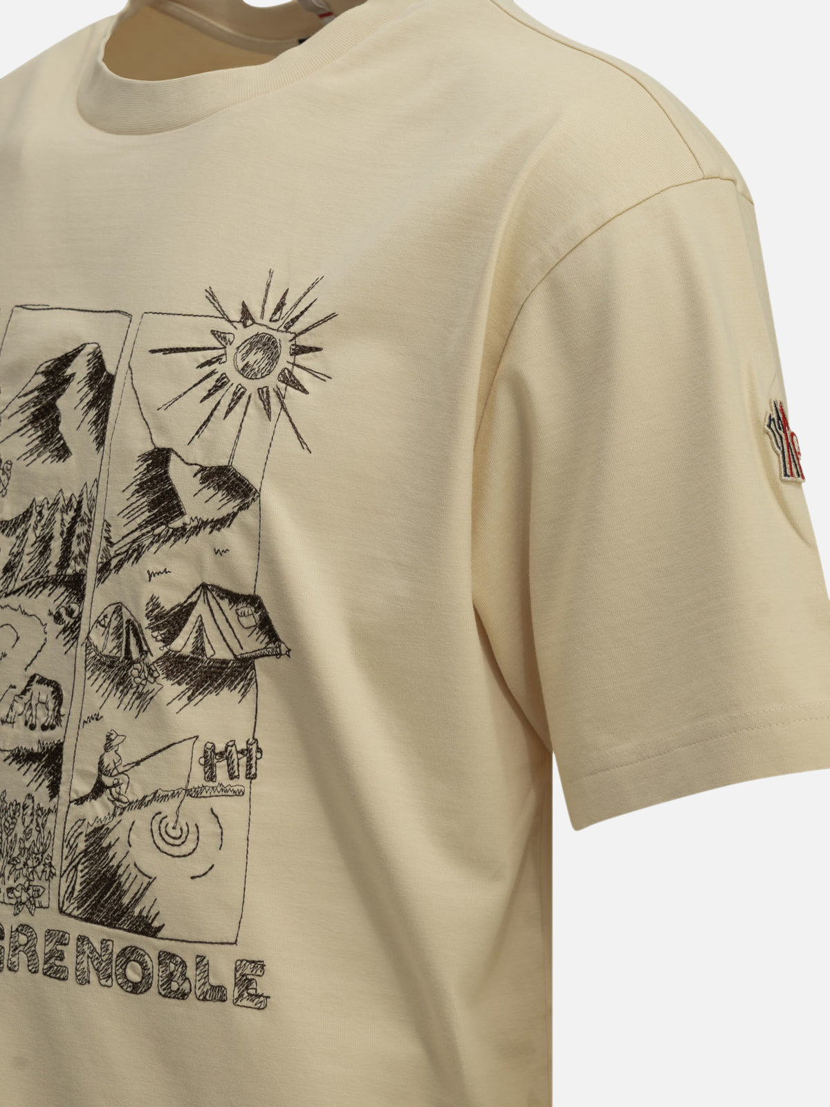 Moncler Grenoble "Mountain Landscape" Crew-Neck T-Shirt Beige - VIETTI